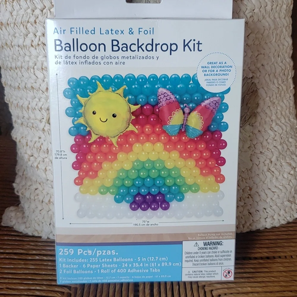 Air-Filled Sunshine, Rainbow & Butterfly Foil & Latex Balloon Backdrop Kit
